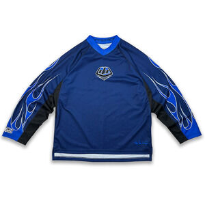 Vintage Troy Lee Designs M Jersey Factory Effex Blue Flames Motocross BMX